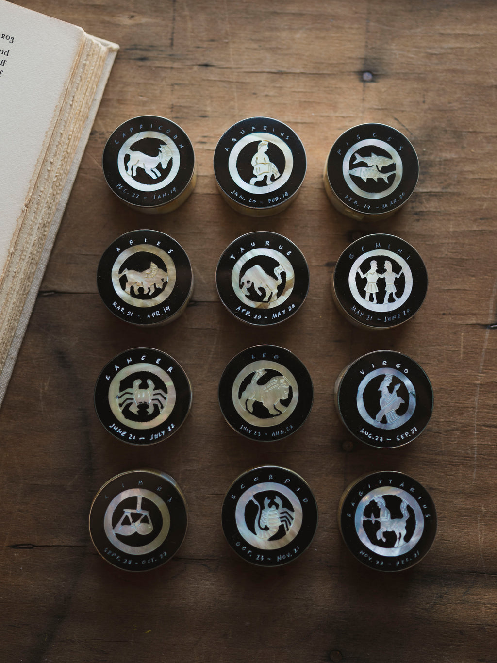 Mother of Pearl Zodiac Pill Box, HD1390