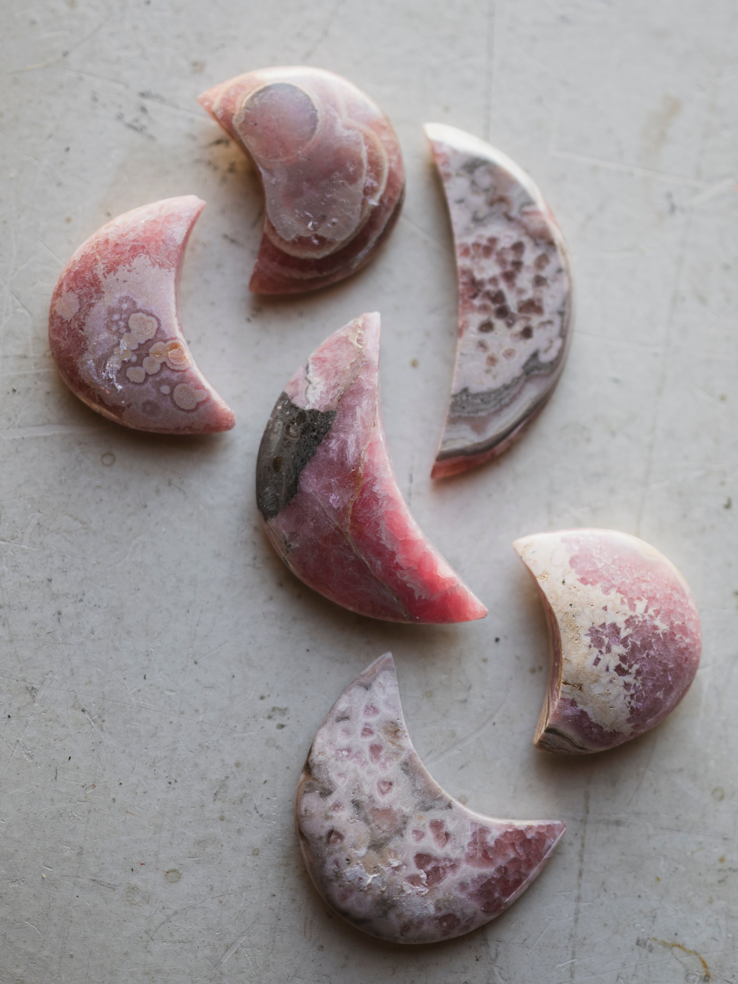 1.5-2" Carved Rhodochrosite Moon, RM1423