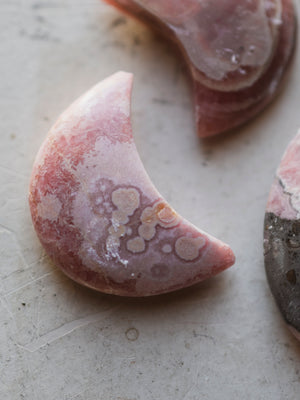 1.5-2" Carved Rhodochrosite Moon, RM1423