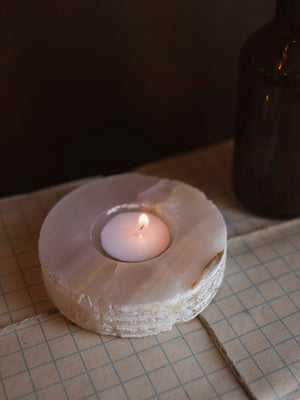 Pink Calcite Candle Holder, RM1233