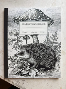 Black and White Hedgehog Composition Notebook, ST045