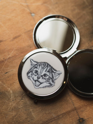 Silver Compact Mirror, CA1368