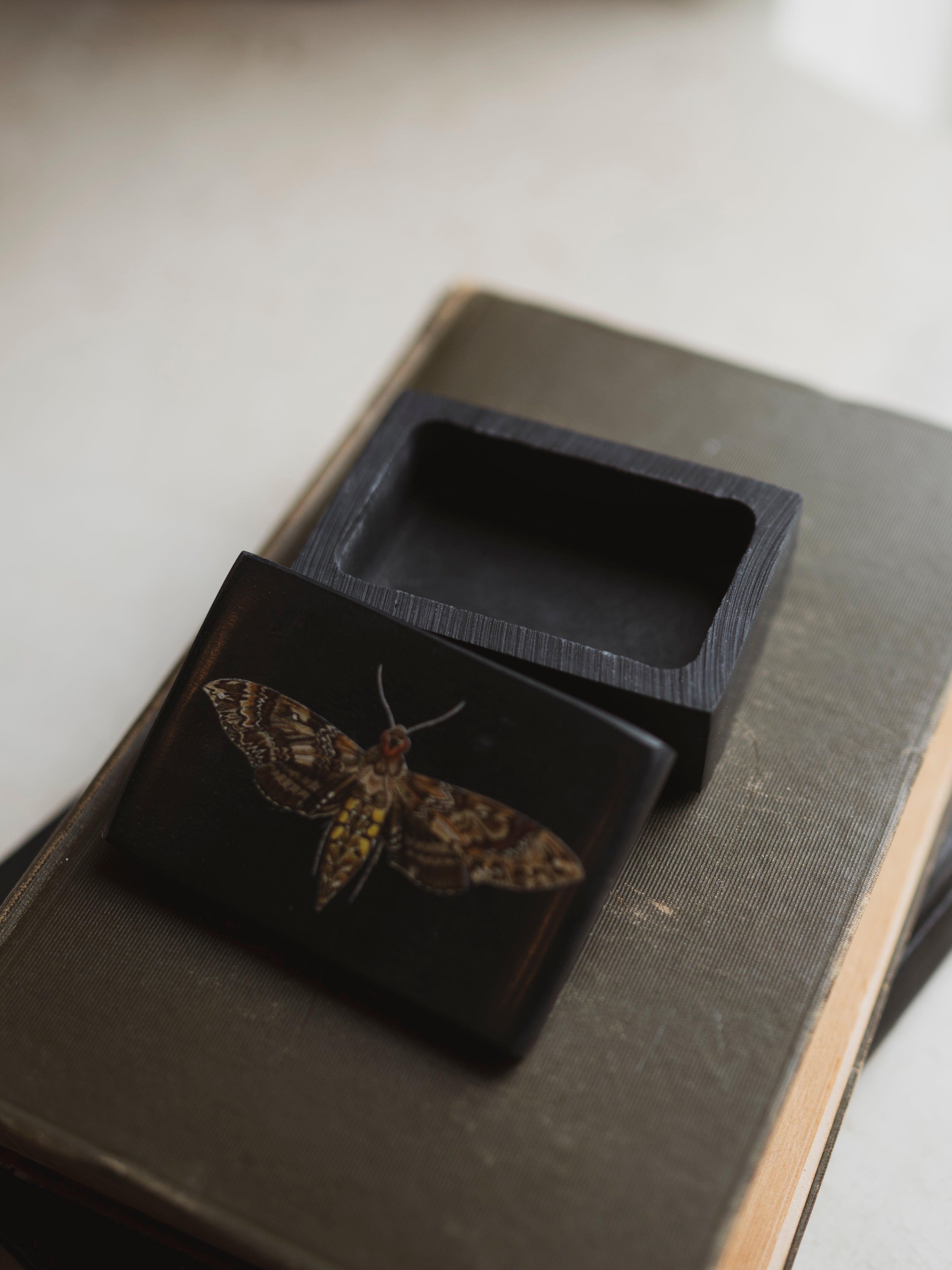 Hawk Moth Soapstone Box, HD085