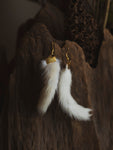 White Ermine Tail Earrings, CA929