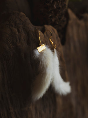 White Ermine Tail Earrings, CA929