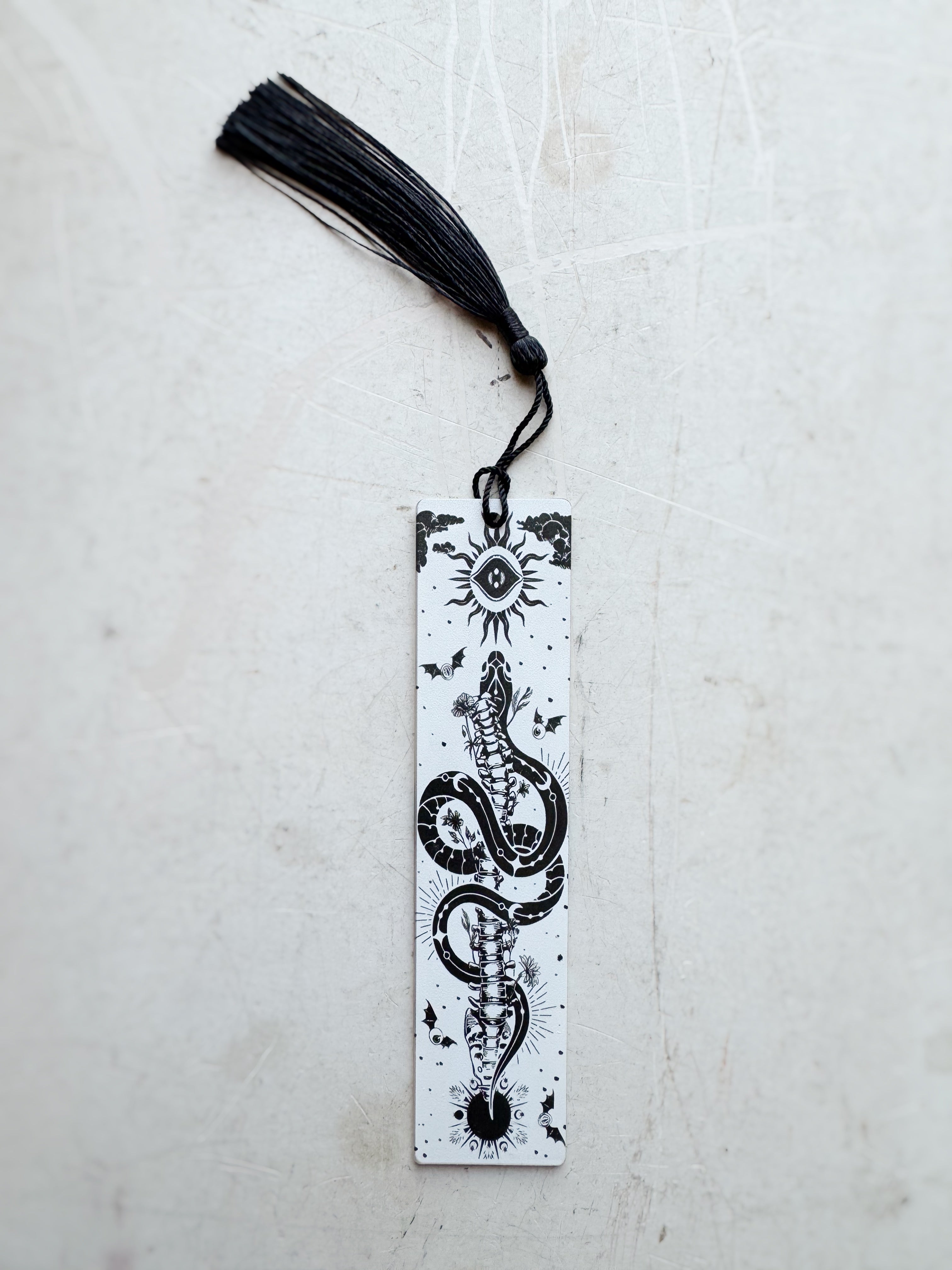 Acrylic White Snake and Spine Bookmark, ST15