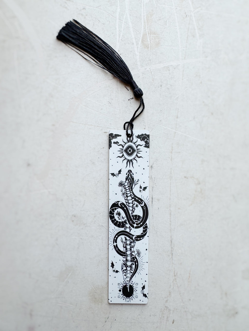 Acrylic White Snake and Spine Bookmark, ST15