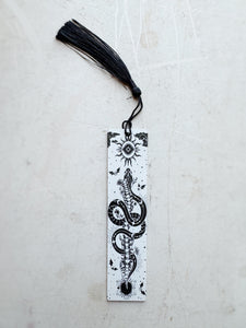 Acrylic White Snake and Spine Bookmark, ST15