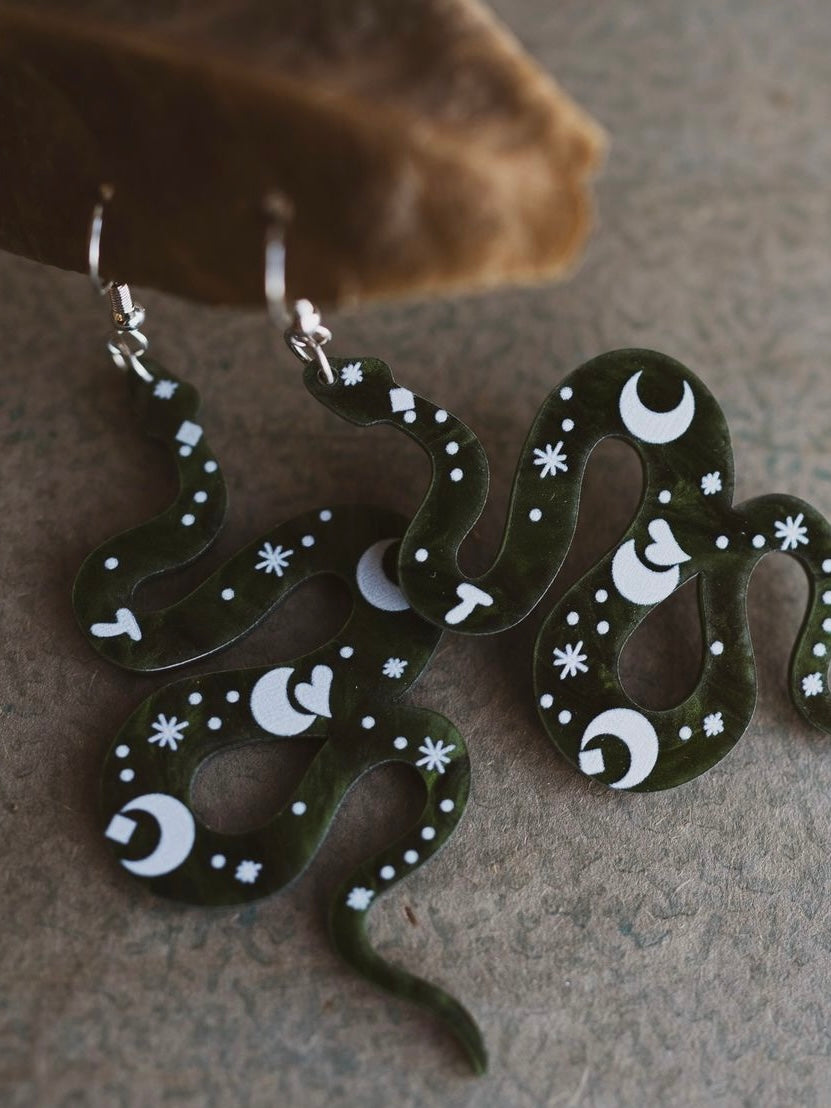 Moon & Star Snake Earring, CA005