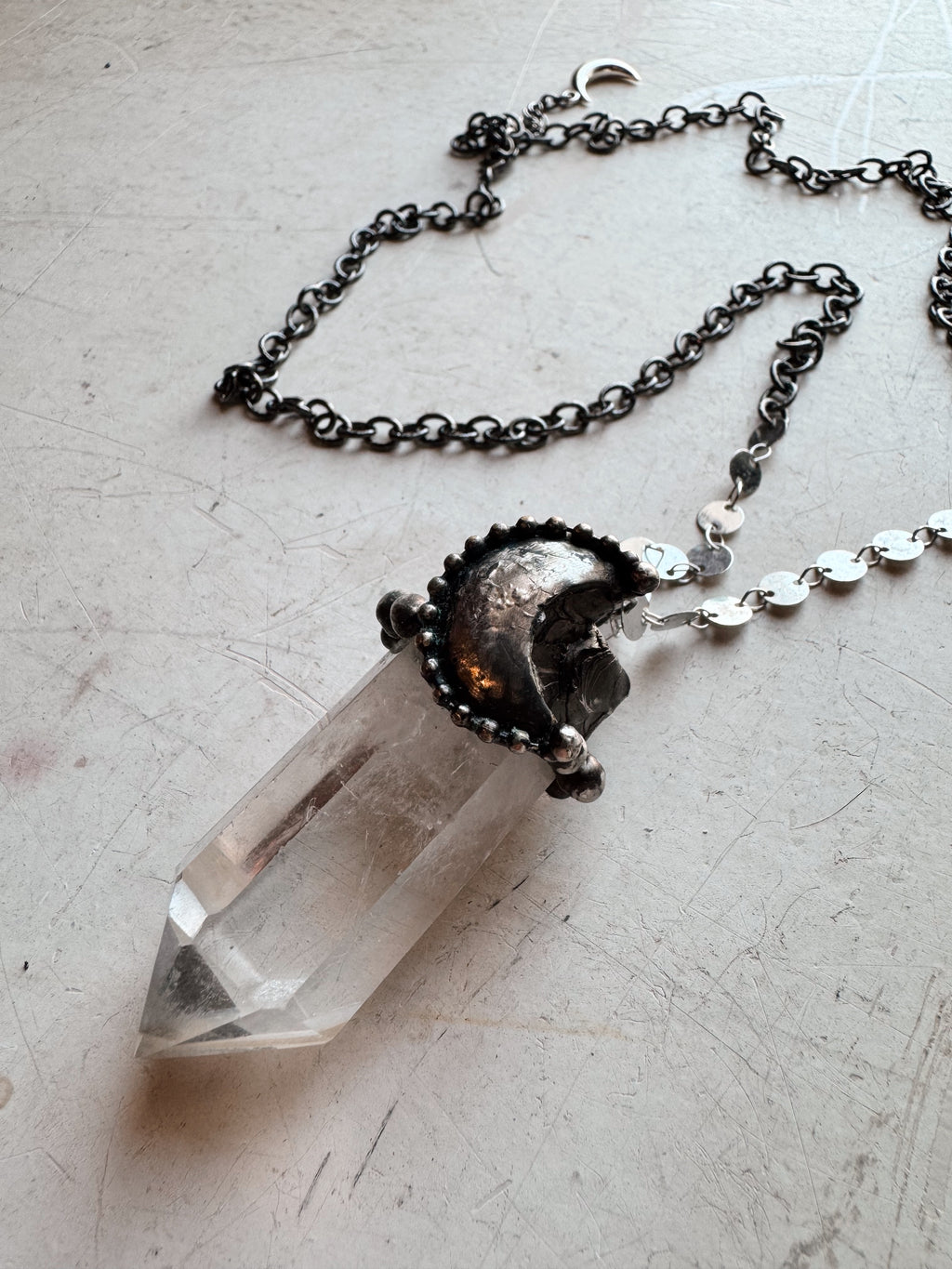 Clear Quartz And Moon Necklace, CA463