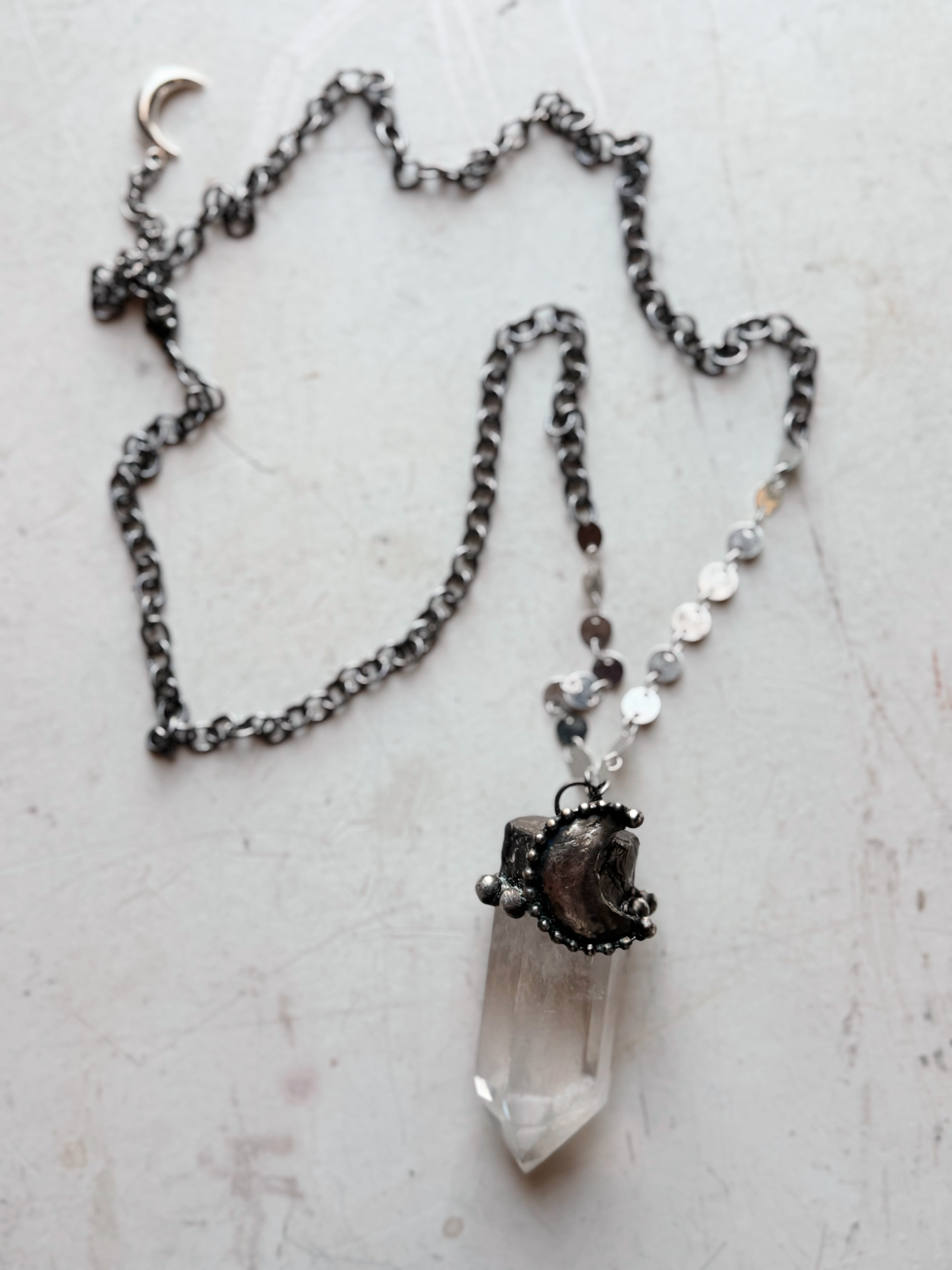 Clear Quartz And Moon Necklace, CA463