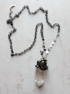 Clear Quartz And Moon Necklace, CA463