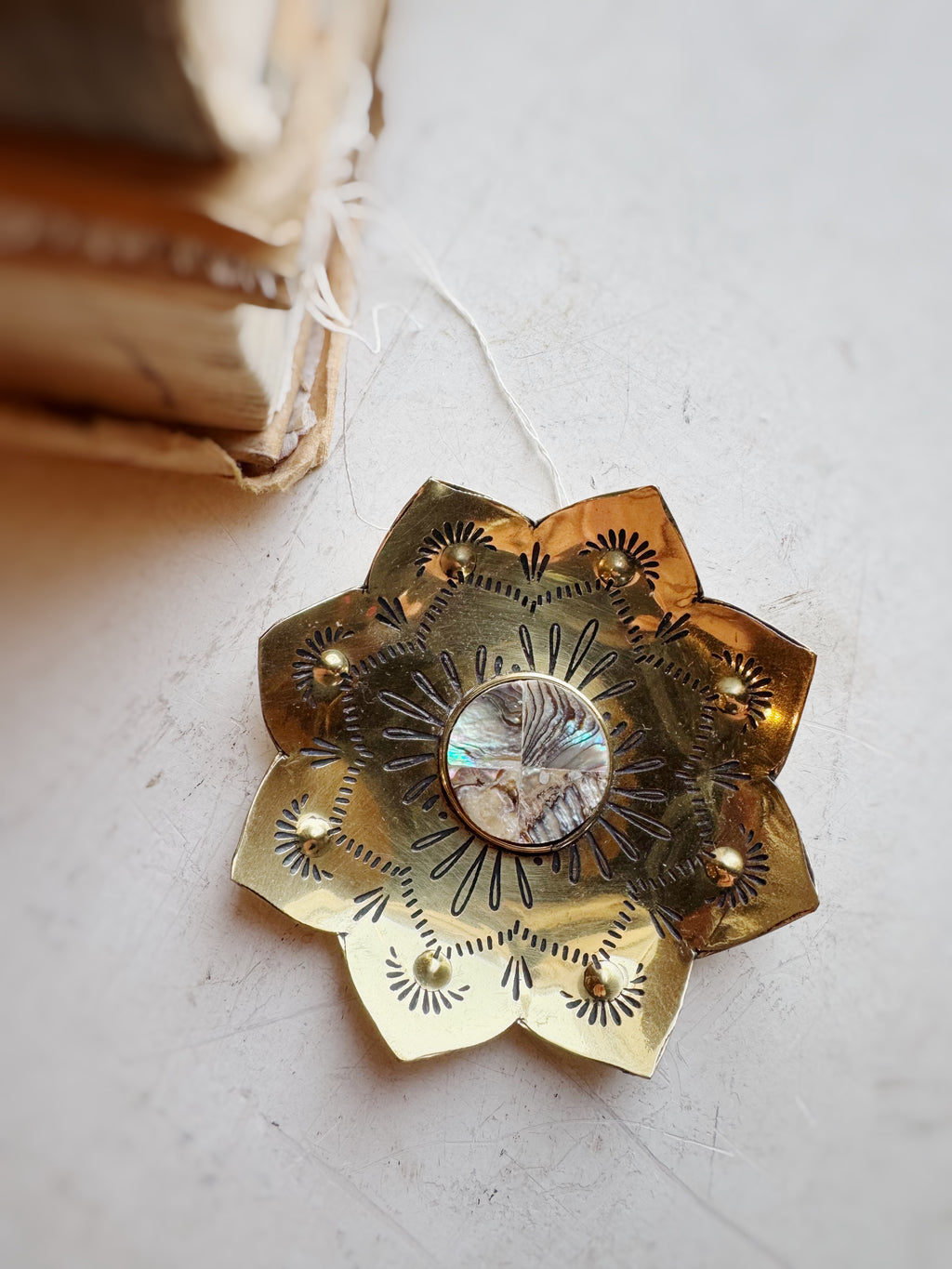 Brass Abalone Lotus Dish, HD1674