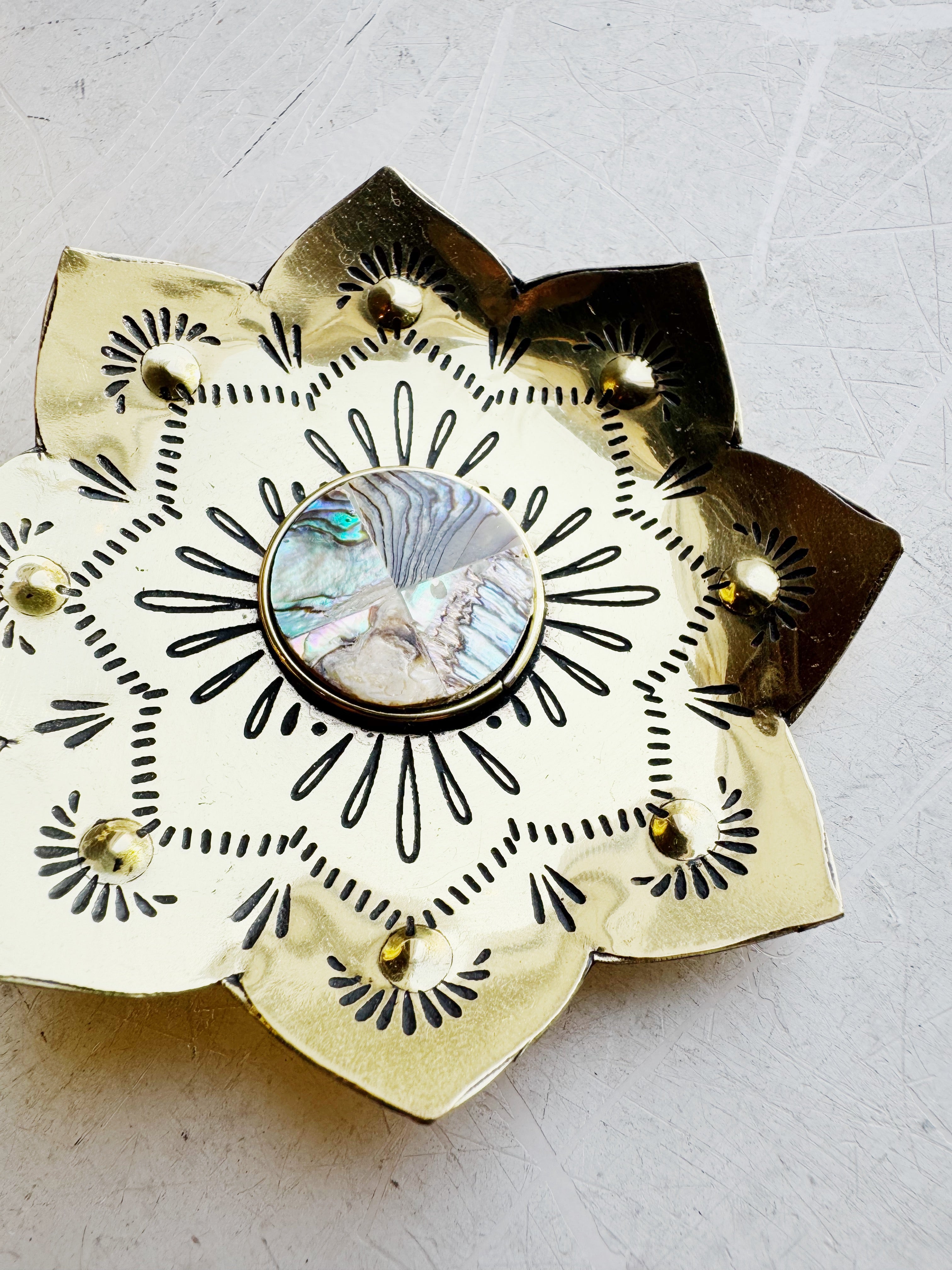Brass Abalone Lotus Dish, HD1674