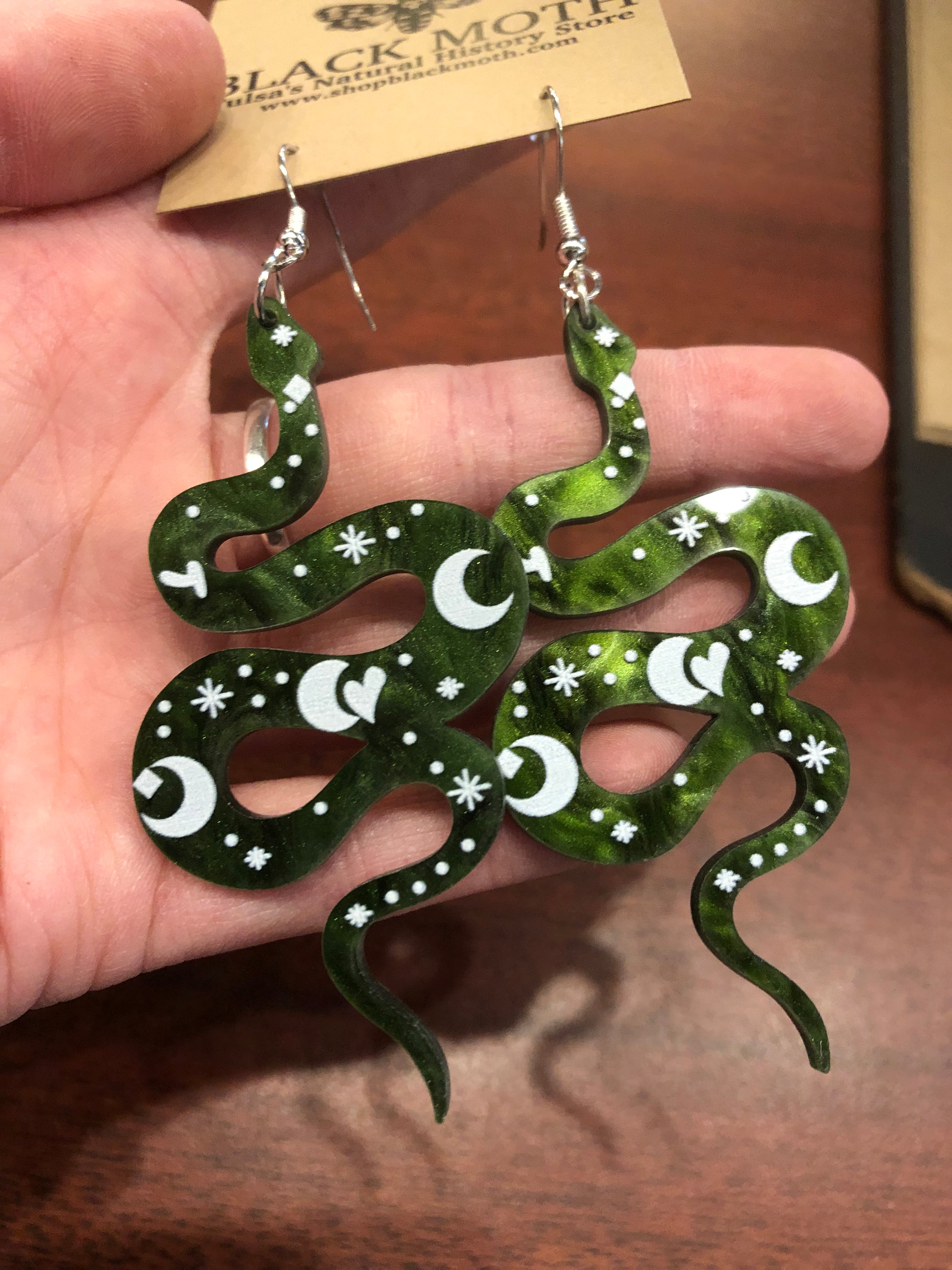 Moon & Star Snake Earring, CA005
