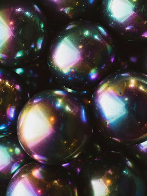 1" Magnetic Rainbow Aura Hematite Sphere, RM213