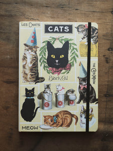 Lined Paper and Elastic Cats Notebook, ST0111