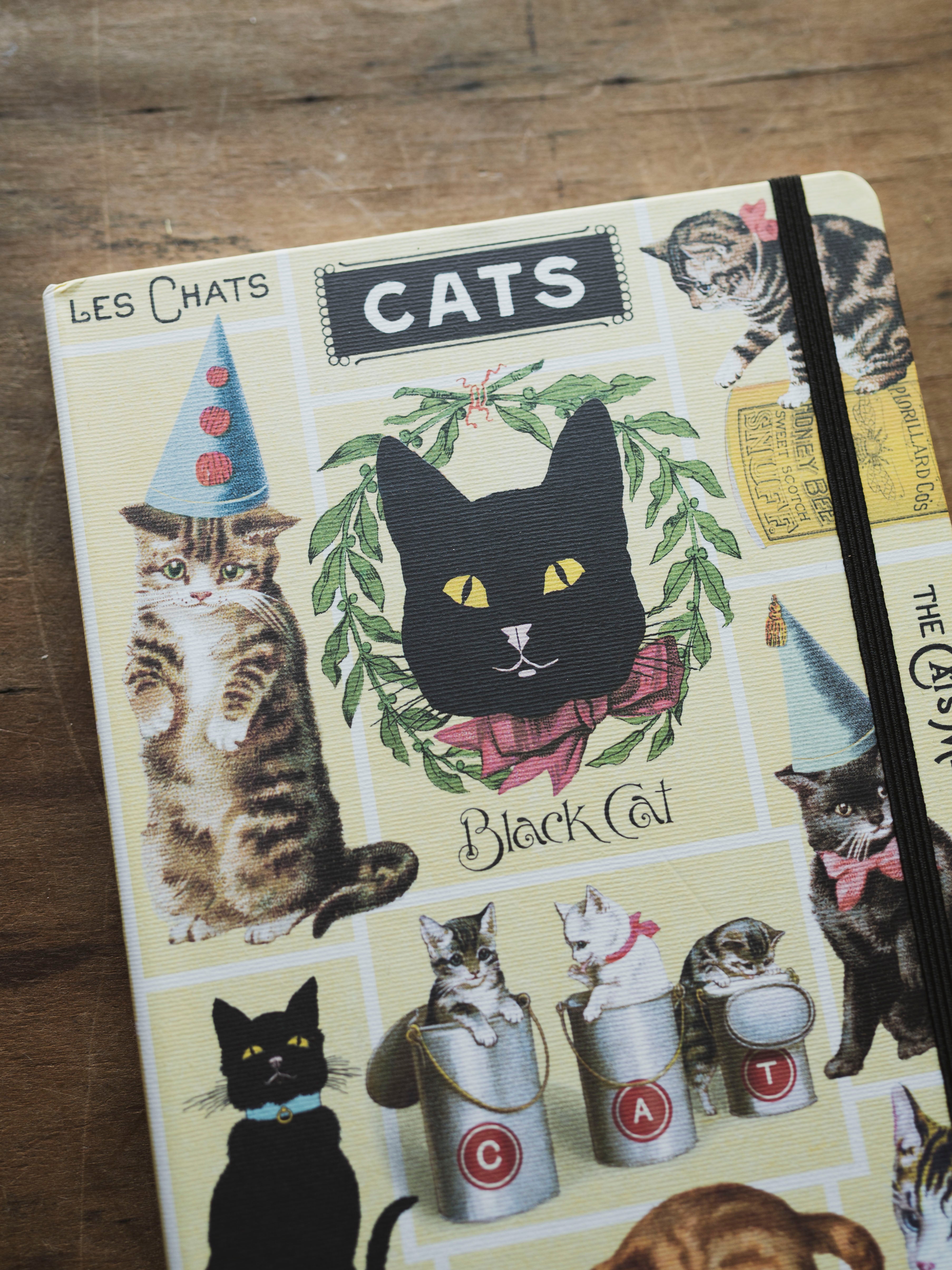 Lined Paper and Elastic Cats Notebook, ST0111