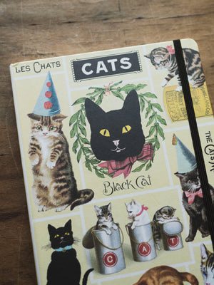 Lined Paper and Elastic Cats Notebook, ST0111