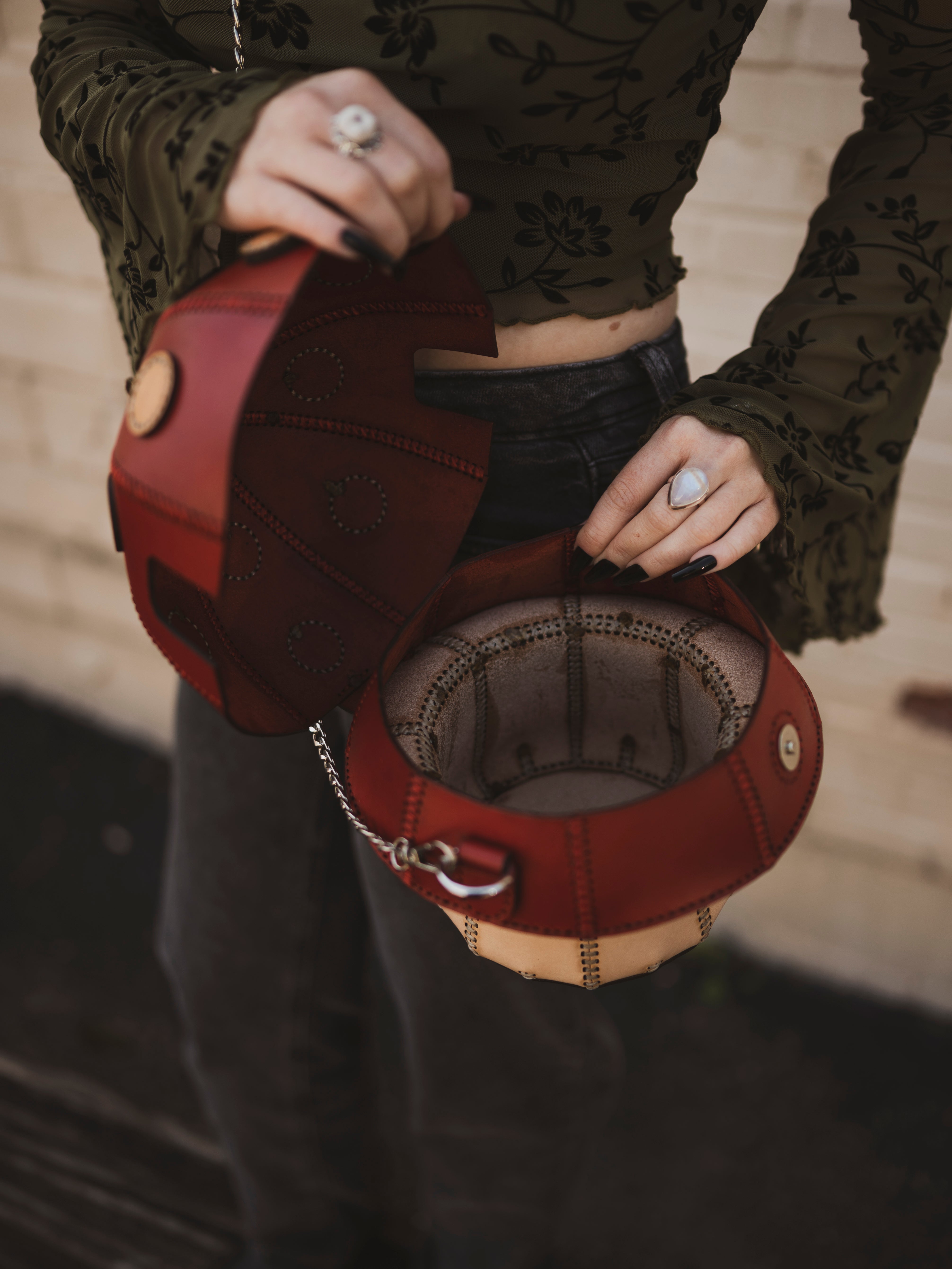 7" Leather Mushroom Purse, CO97