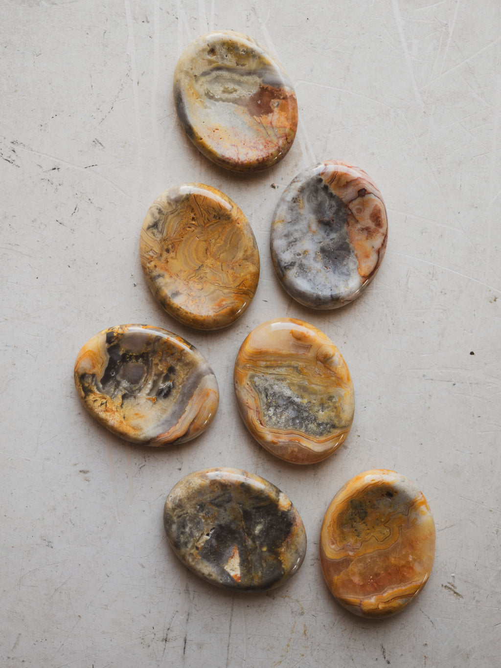 1.75" Yellow Crazy Lace Worry Stone, RM1532