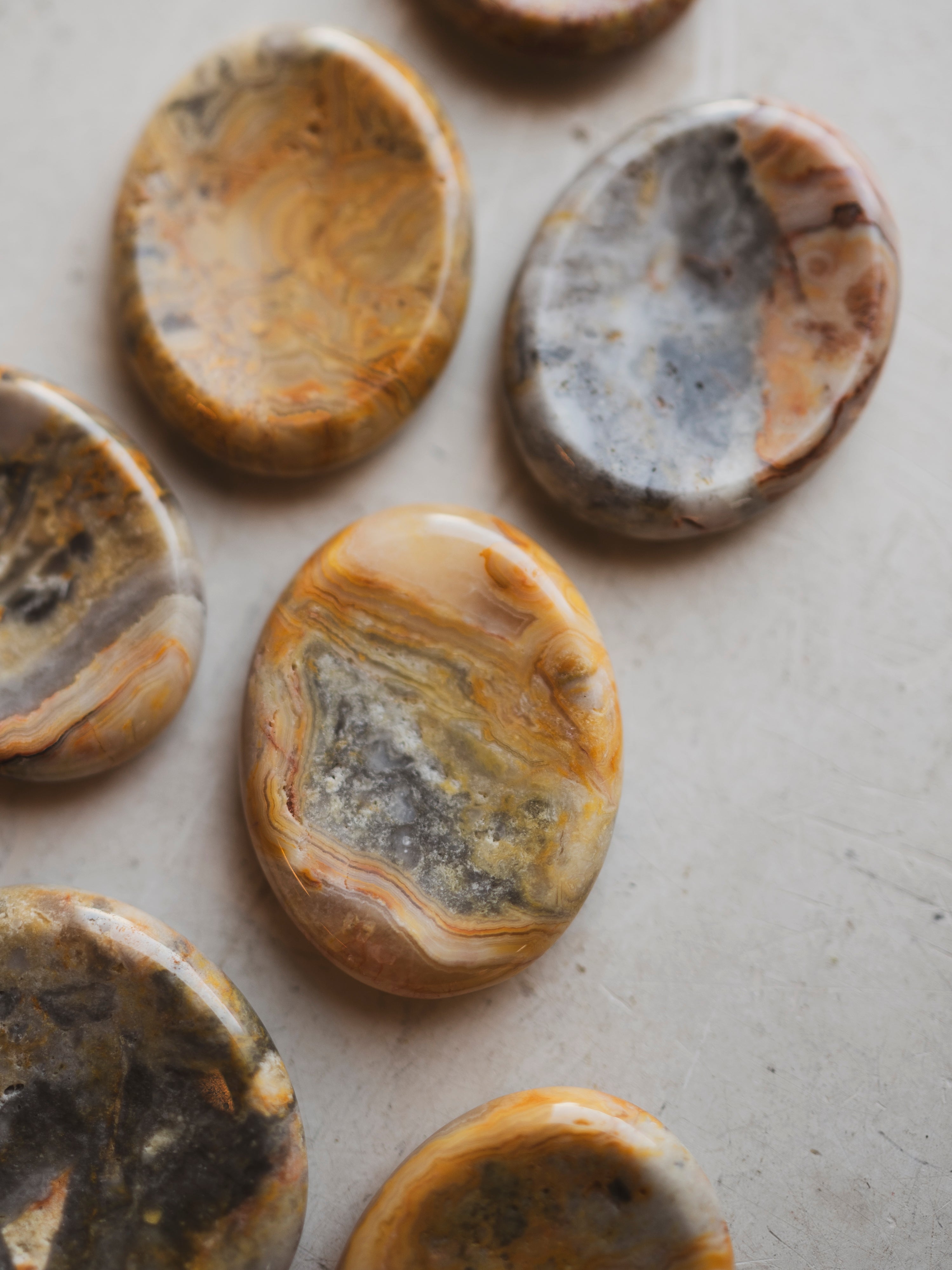 1.75" Yellow Crazy Lace Worry Stone, RM1532