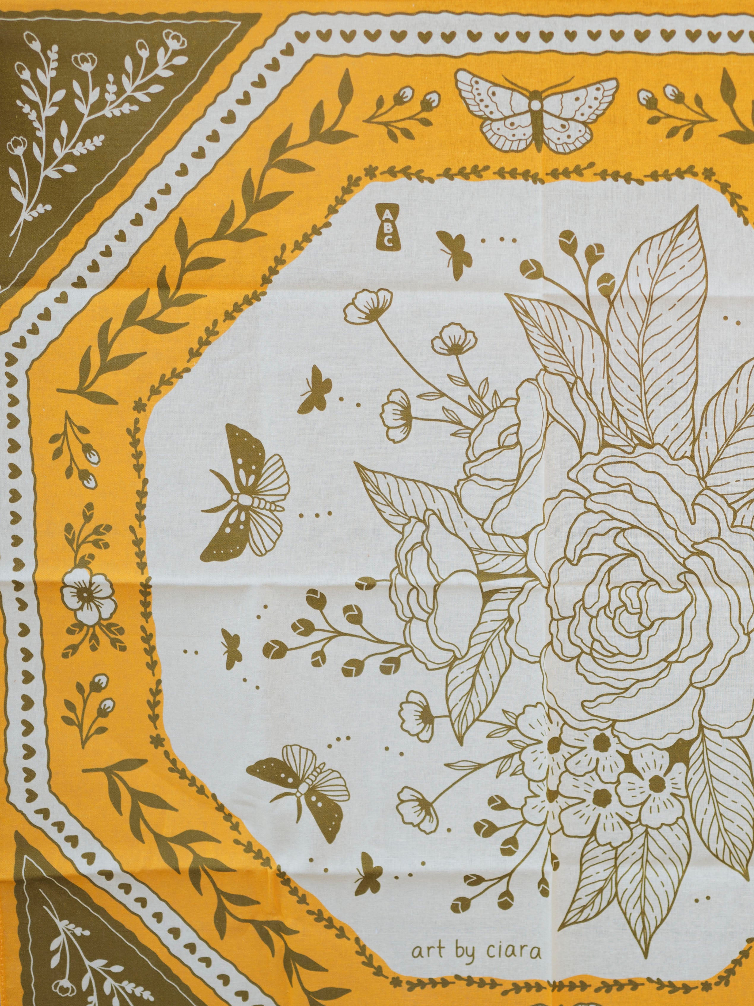 Mustard Floral Moth Bandana, CA1201