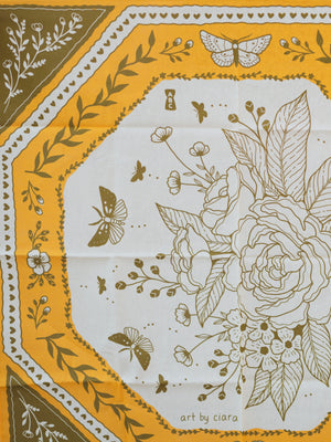 Mustard Floral Moth Bandana, CA1201