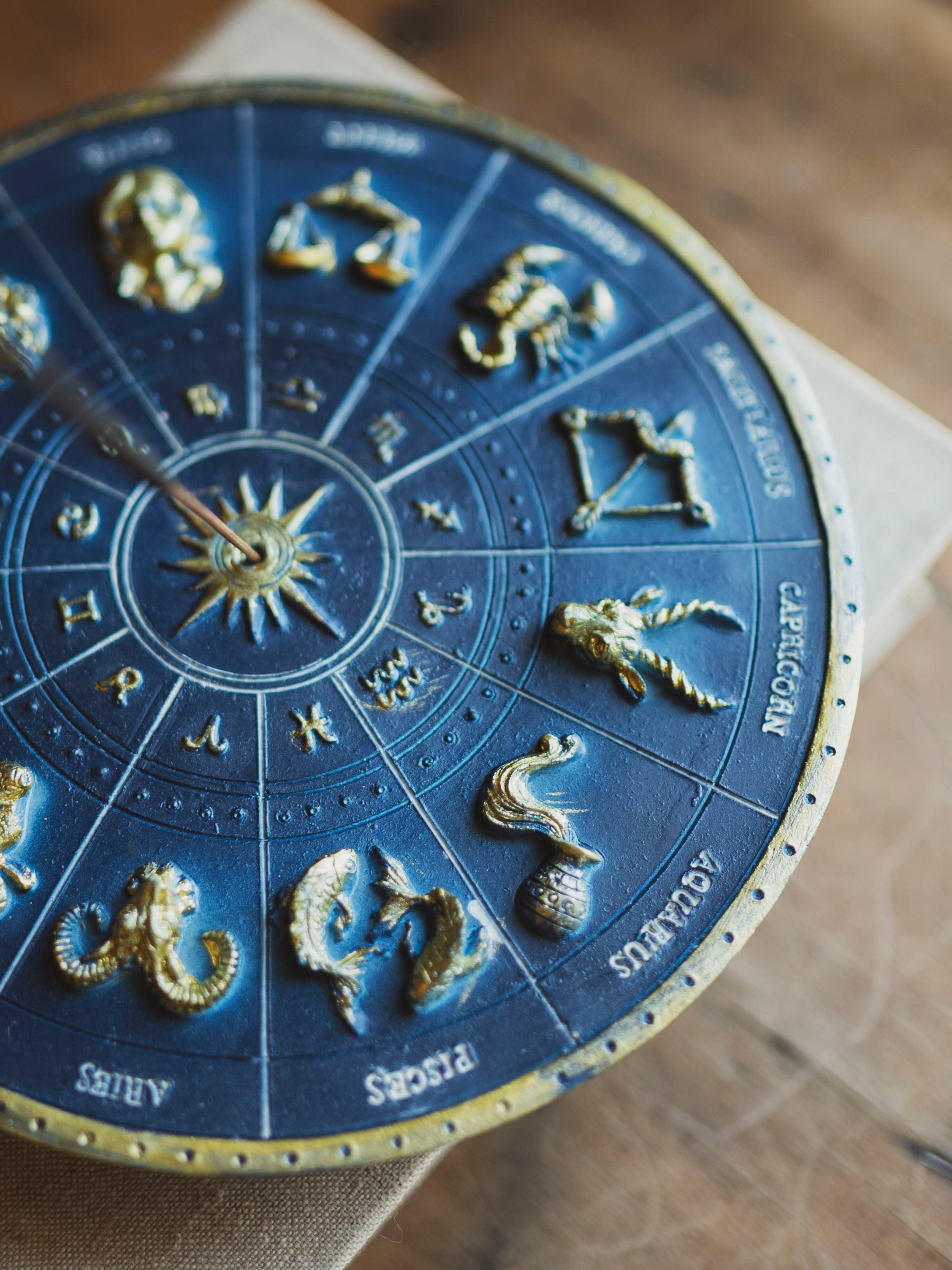 6.5" Gold Zodiac Incense Holder, HD175