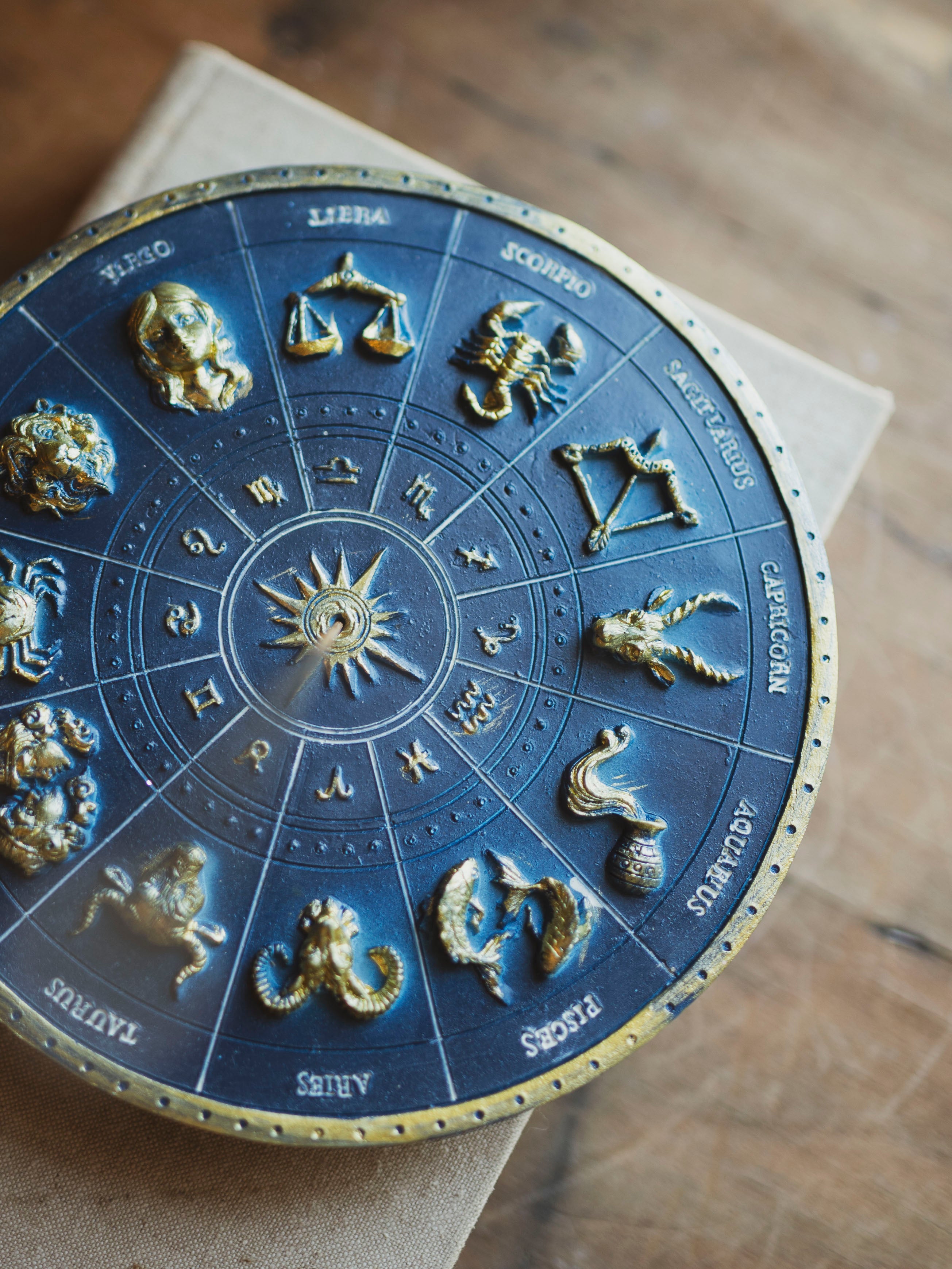 6.5" Gold Zodiac Incense Holder, HD175