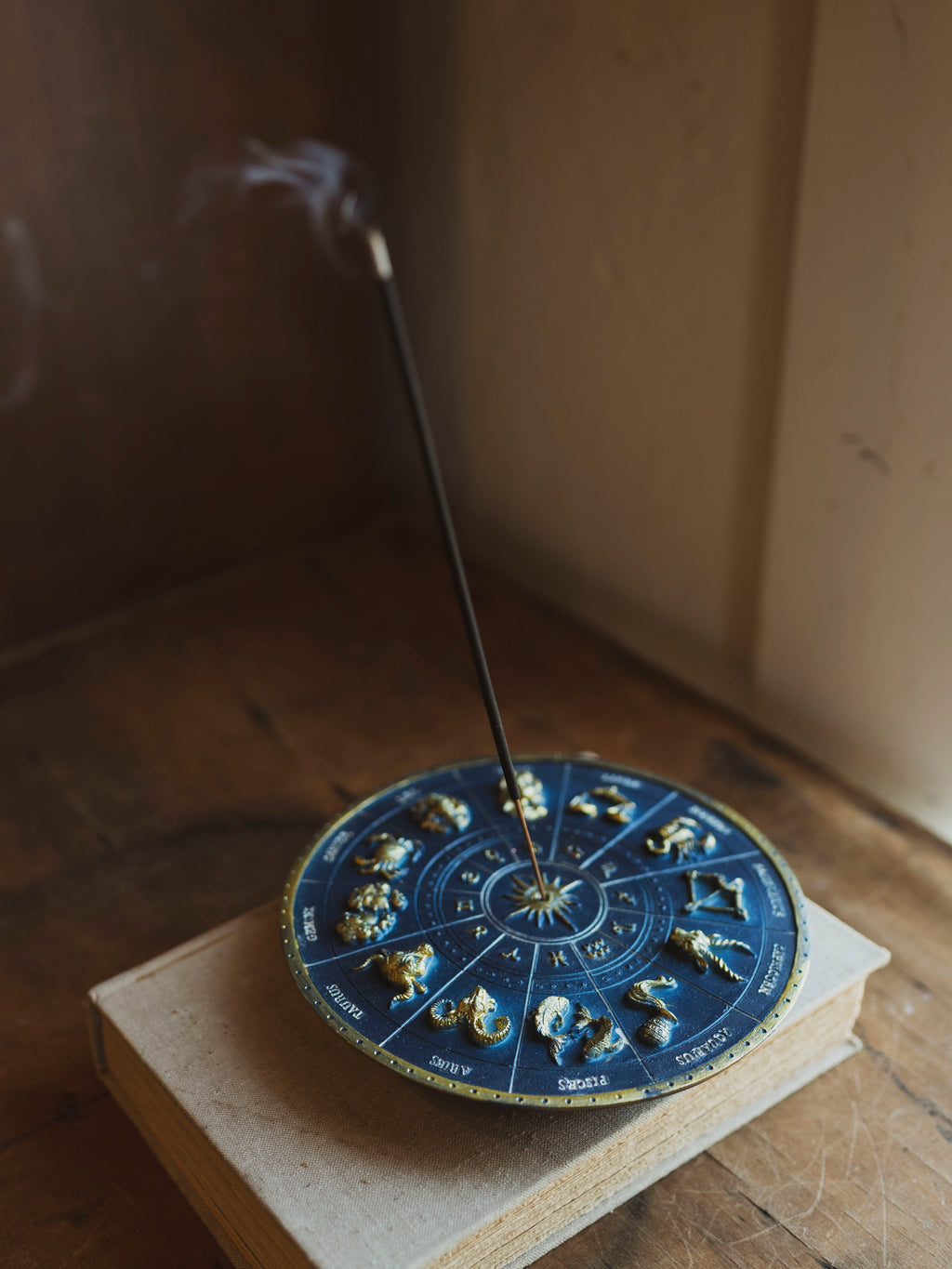 6.5" Gold Zodiac Incense Holder, HD175