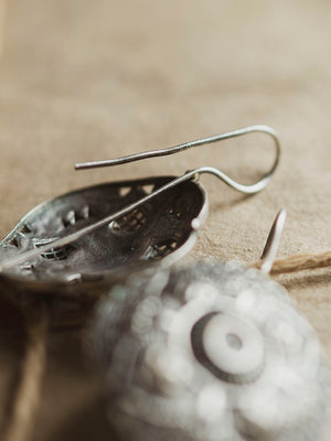 Silver Round Mandala Earrings, CA458