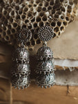 Silver Triple Dome Earrings, CA418