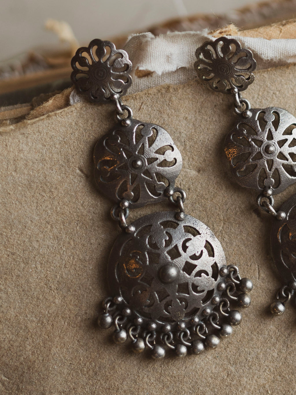 Silver Triple Round Earrings, CA641