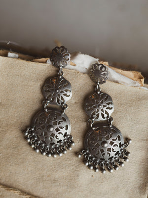 Silver Triple Round Earrings, CA641