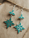 Tibetan Turquoise & Lapis Lazuli Star Earrings, CA695