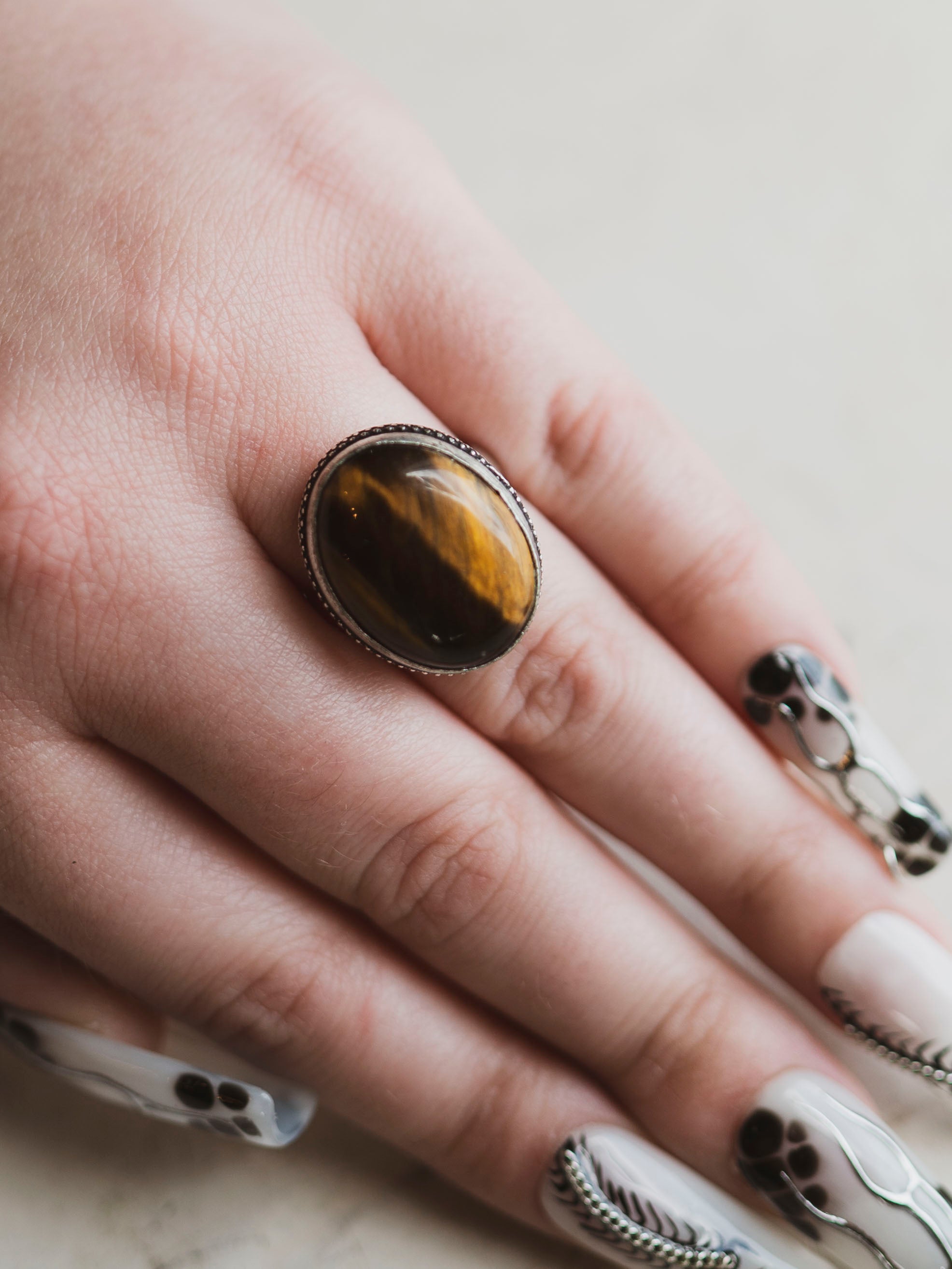 Silver Adjustable Gemstone Ring, CA861