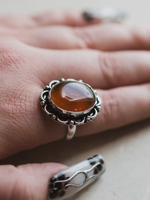Silver Adjustable Gemstone Ring, CA861