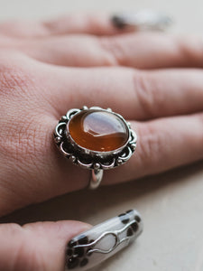 Silver Adjustable Gemstone Ring, CA861