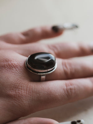 Silver Adjustable Gemstone Ring, CA861