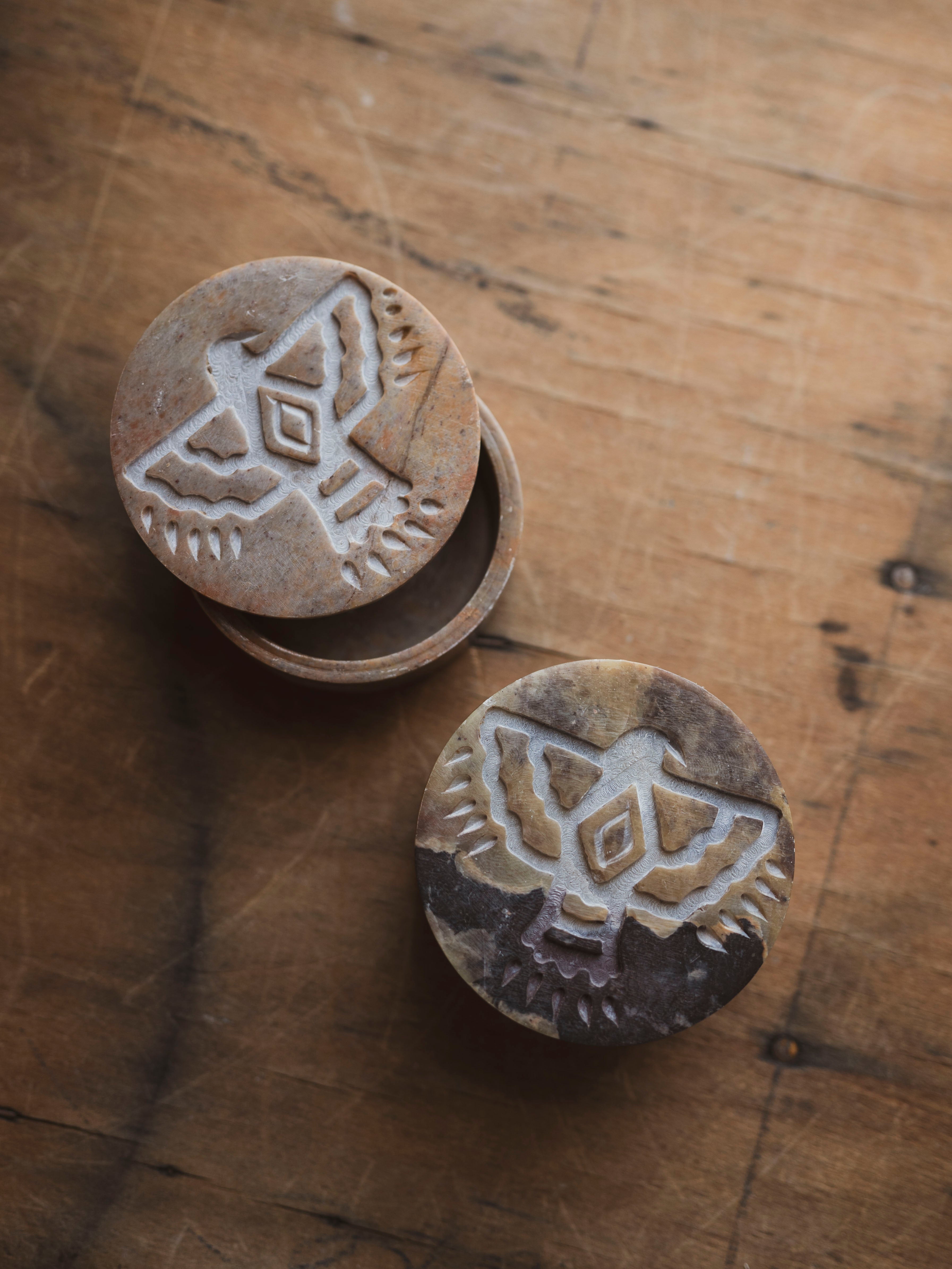 Soapstone Thunder Bird Symbol Box, RM2057