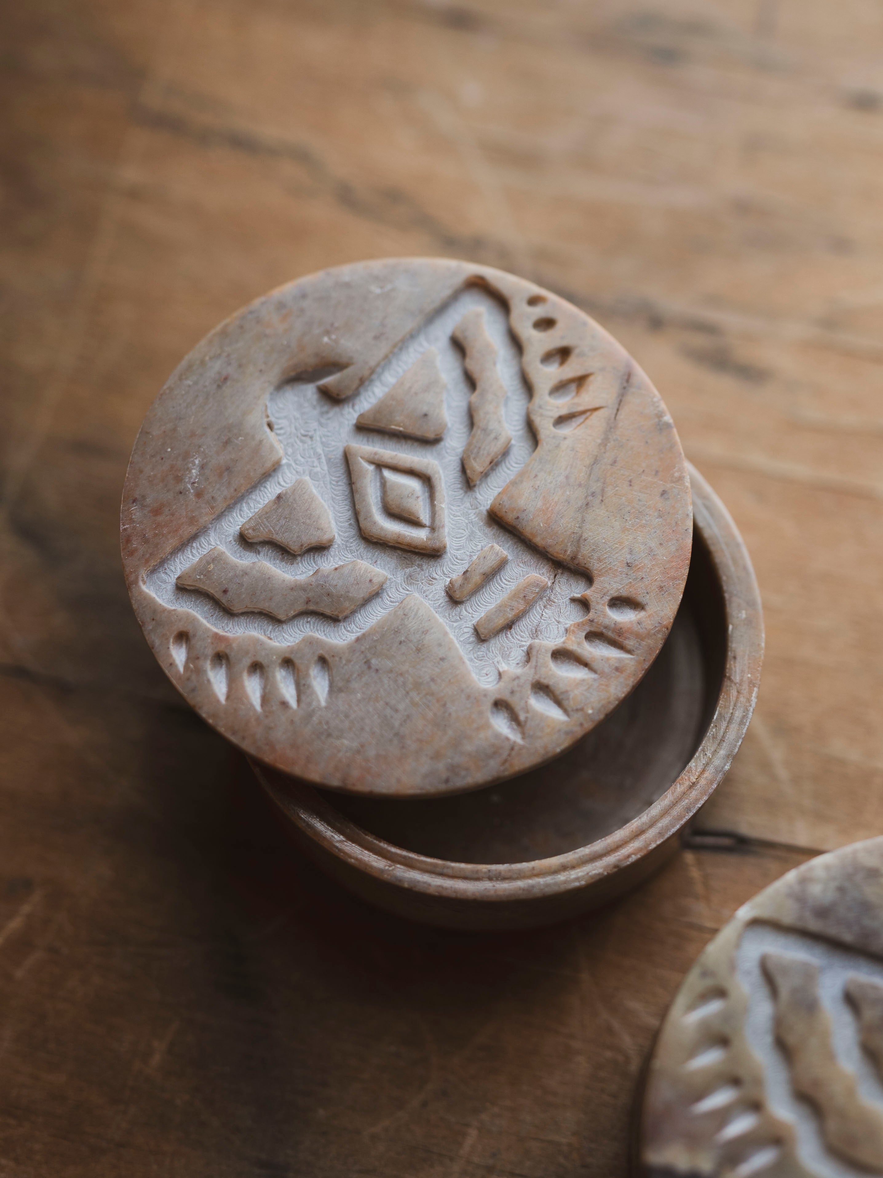 Soapstone Thunder Bird Symbol Box, RM2057