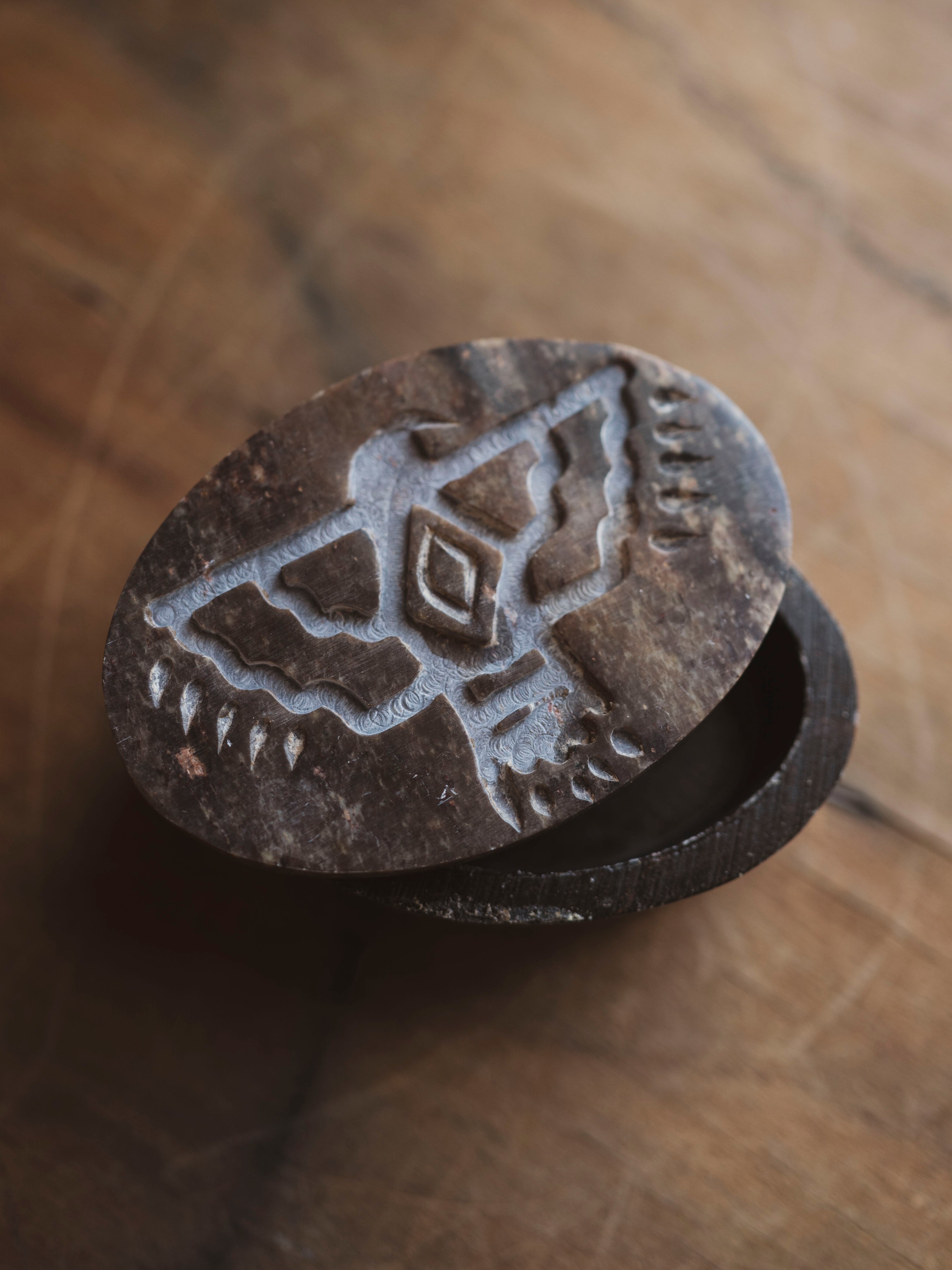 Soapstone Thunder Bird Symbol Box, RM2057