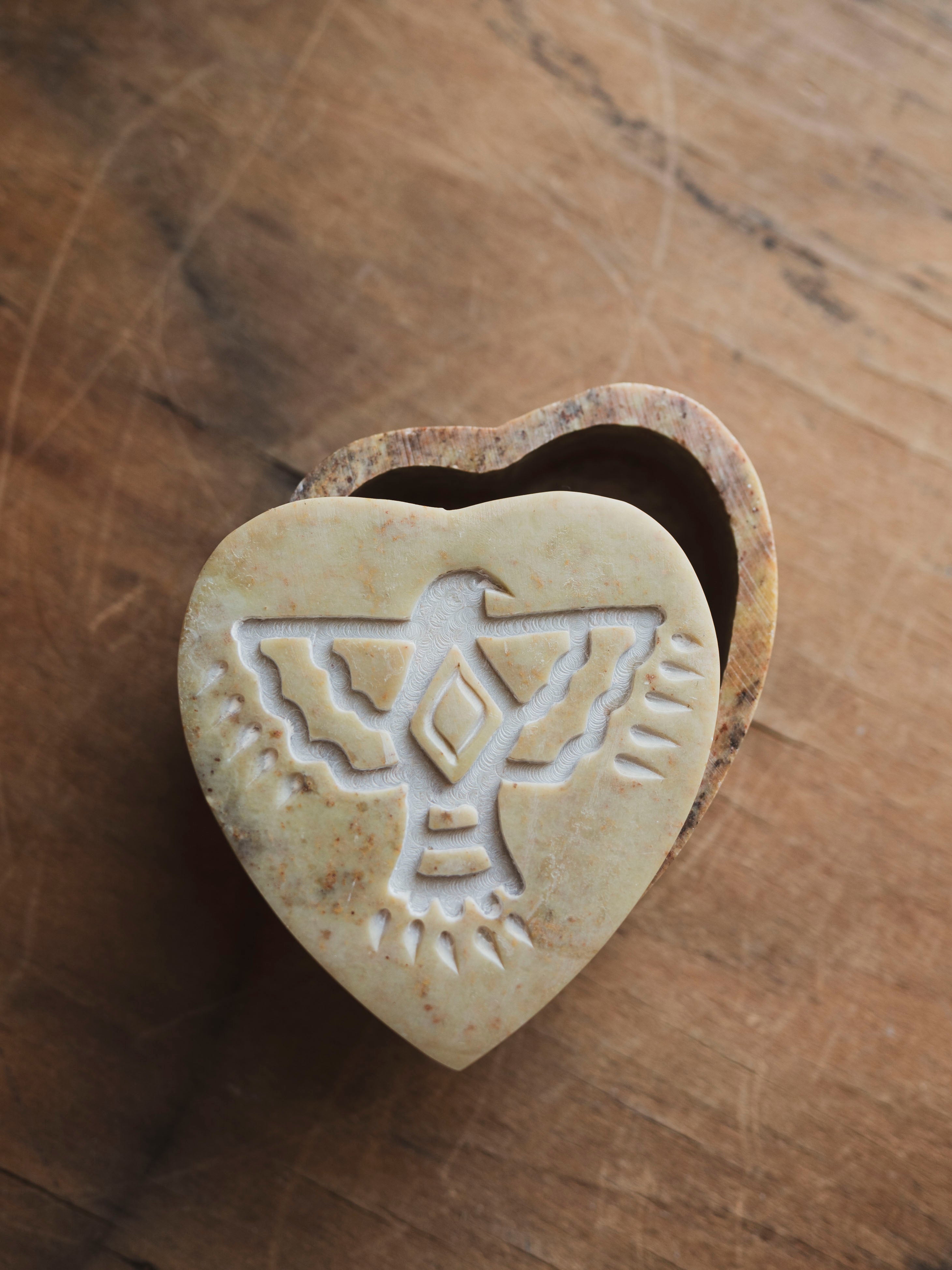 Soapstone Thunder Bird Symbol Box, RM2057