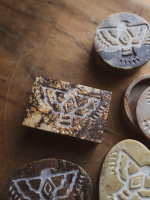 Soapstone Thunder Bird Symbol Box, RM2057