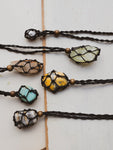 Black Macrame Crystal Necklace, CA400