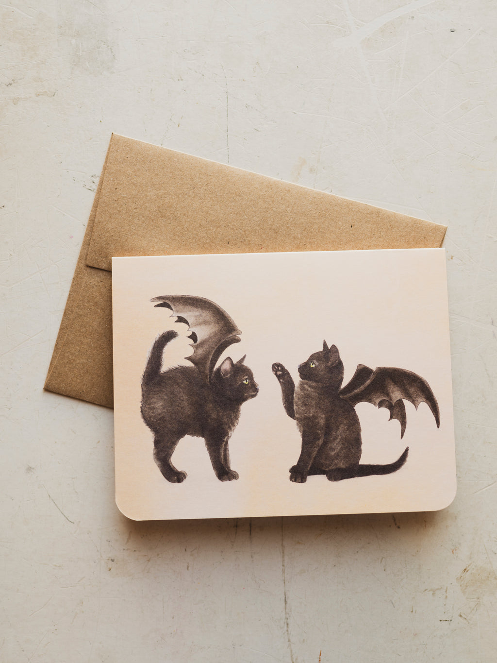 Bat Cat Pair Greeting Card, ST176