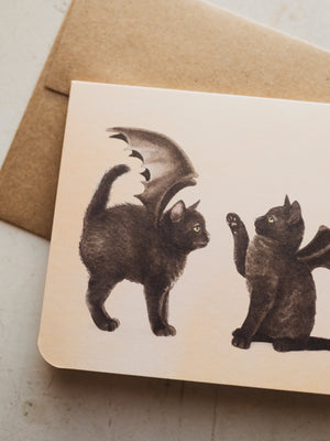 Bat Cat Pair Greeting Card, ST176