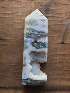 6.5" Druzy Moss Agate Tower, RM1572