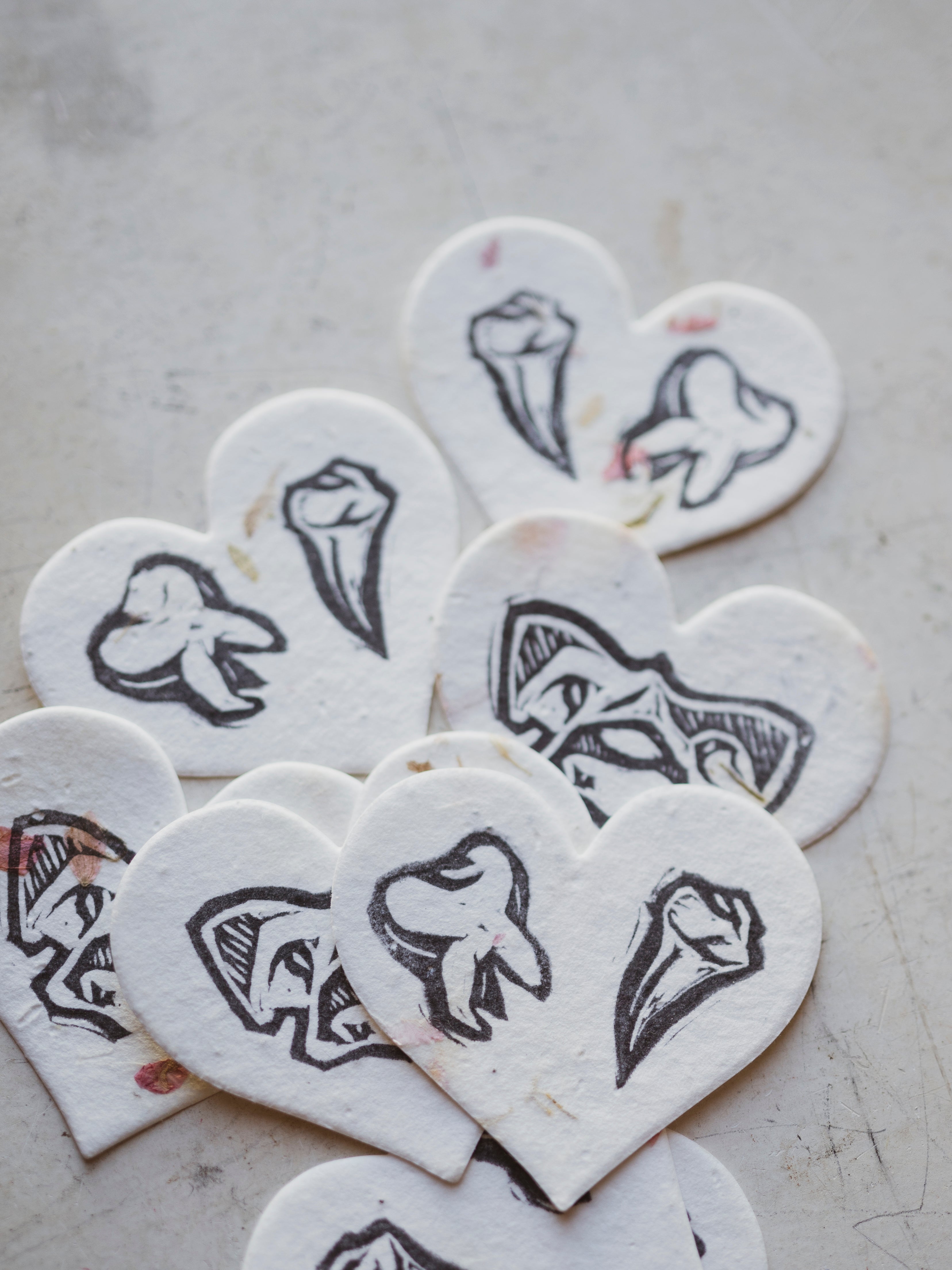 Hand Printed Seed Paper Hearts